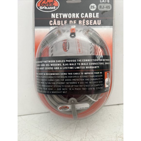 Geek Squad CAT-6 RJ-45 Network Cable, 3' Brand New & Factory Sealed! - Picture 2 of 7
